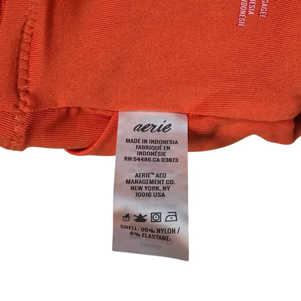 Aerie Textured Orange Scoop‎ Neck Bikini Top M NWT